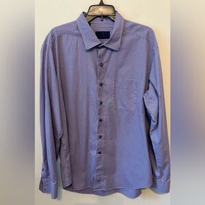 David Donahue Shirt Mens XXL Purple‎ Dress Button Up Small Gingham Check